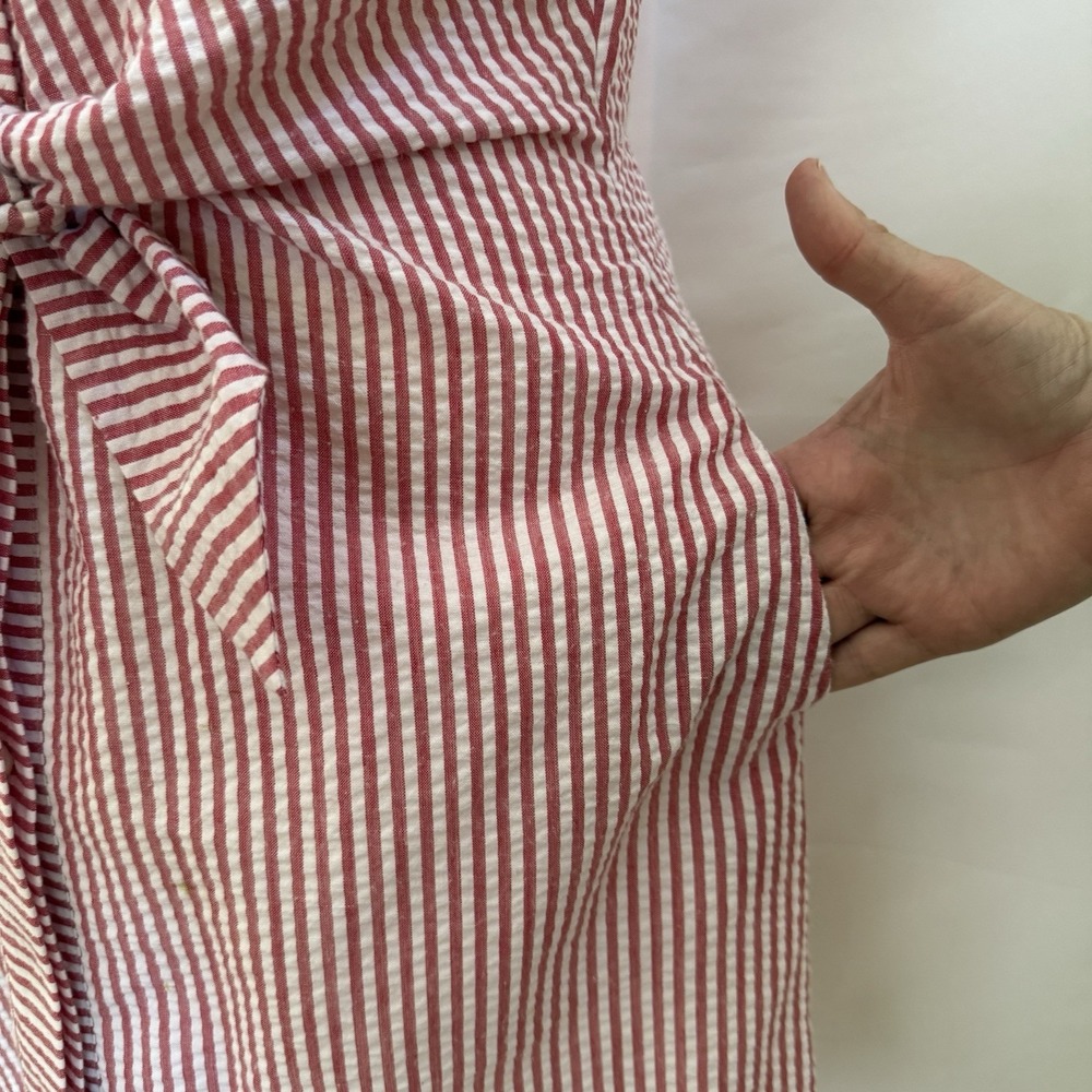 Vineyard Vines Pink and White Striped Strapless Tie-Front Dress - Picture 4 of 14